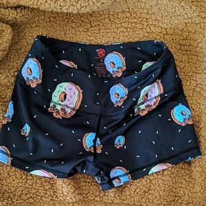 Feed me fight me donut skulls booty shorts